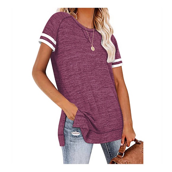 Haute Edition Women’s Varsity Stripe Tee - Picture 1 of 2